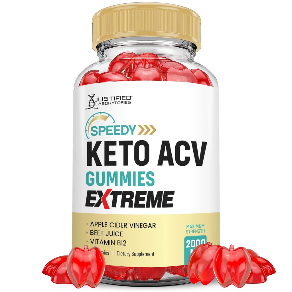 Justified Laboratories Speedy Keto ACV Gummies Extreme 2000MG Speedy Keto Gummies Advanced Formula Apple Cider Vinegar with Pomegranate Beet Buice Powder B12 Vegan Non GMO 60 Gummys
