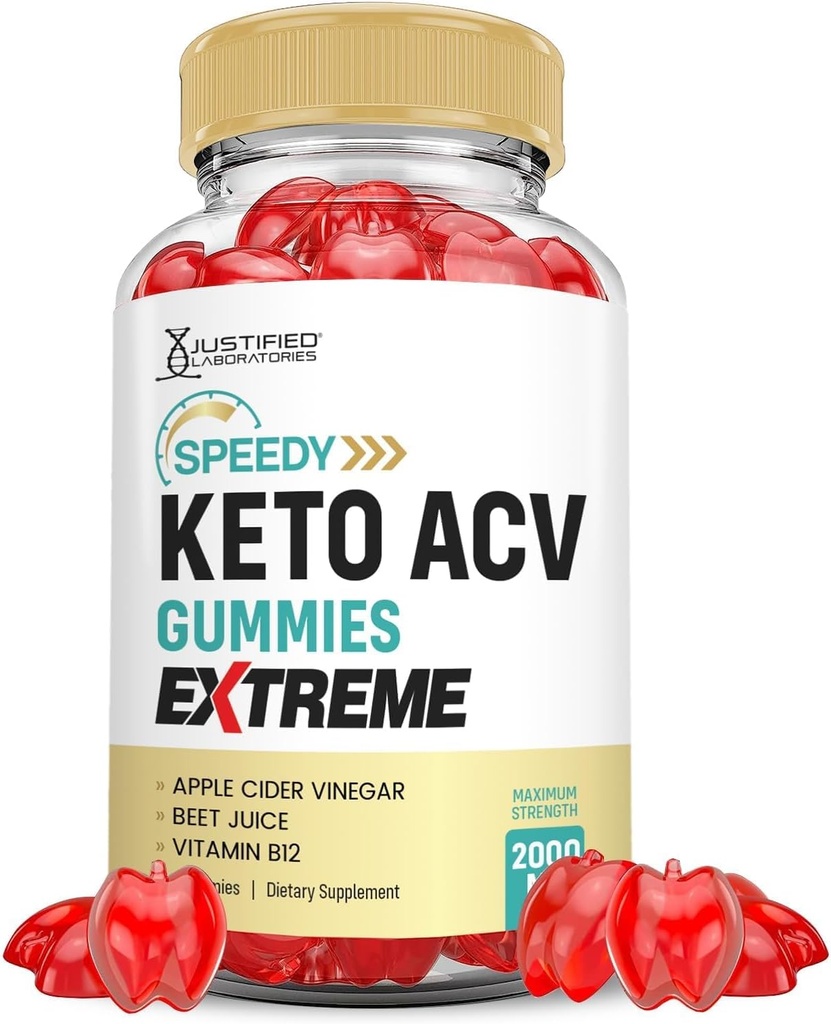 Justified Laboratories Speedy Keto ACV Gummies Extreme 2000MG Speedy Keto Gummies Advanced Formula Apple Cider Vinegar with Pomegranate Beet Buice Powder B12 Vegan Non GMO 60 Gummys