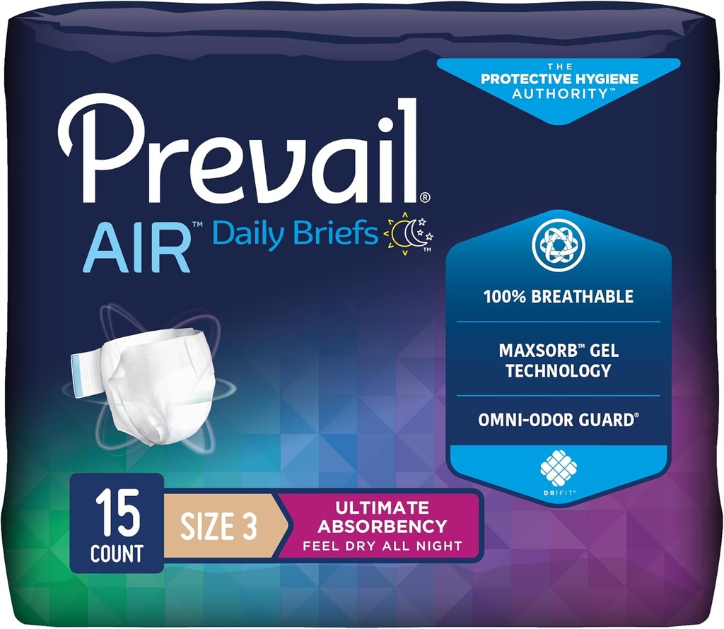 Prevail Breezers 360 Incontinence Briefs, Ultimate Absorbency, Μέγεθος 3, 15 Count (Pack of 4)