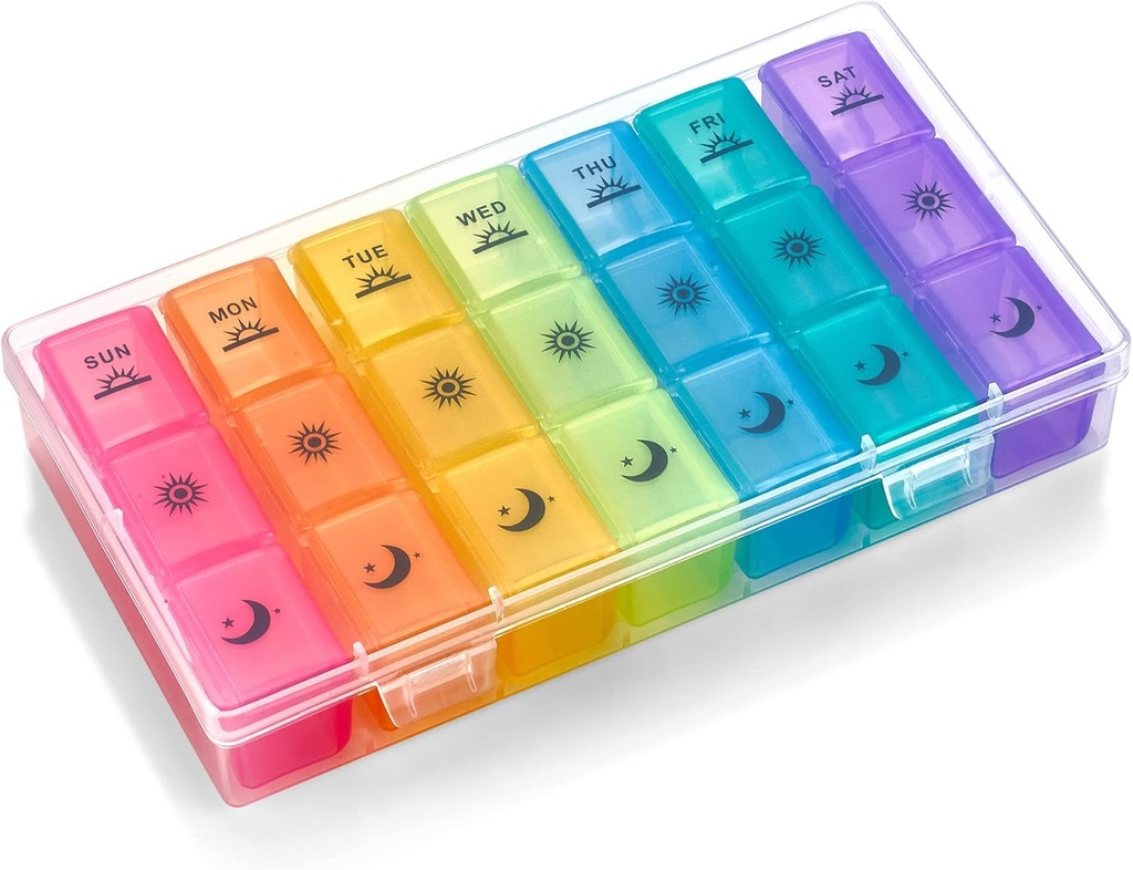 Weekly Pill Organizer Case – 3-Times-a-Day Pill Box - Μεγάλη πλαστική συσκευή διανομής με 7-Daily Morning Noon & Night Compartments για χάπια, συμπληρώματα, ιχθυέλαια και βιταμίνες