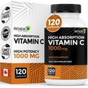 RENEW ACTIVES Μέγιστη δύναμη Βιταμίνη C 1000MG ανά υπηρεσία – Αντιοξειδωτικό & Ανοσοποιητικό Αναμνηστικό για τη συνολική υγεία, οστά, δόντια & τσίχλες – Μη-GMO, Χωρίς ζάχαρη, 4-Month Supply – Κατασκευασμένο στον Καναδά – 120 κάψουλες