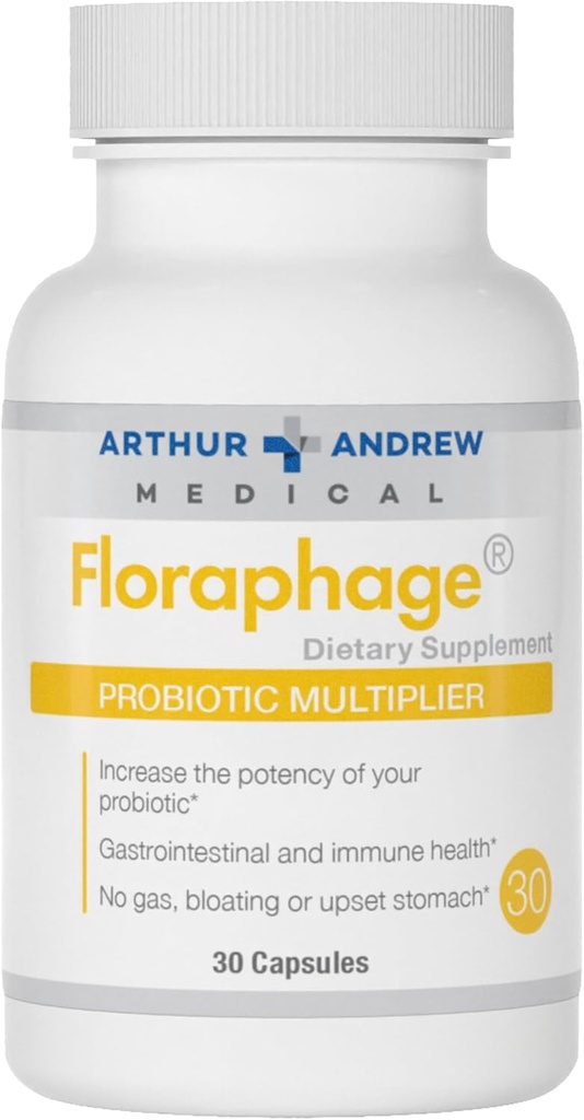Arthur Andrew Medical, Floraphage, Prebiotic Formula and Probiotic Multiplier, 30 Capsules