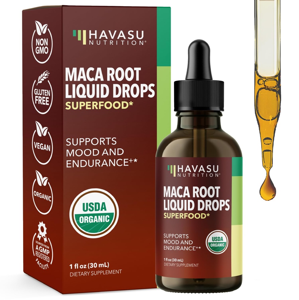 Organic Maca Root Liquid Drops - Υποστηρίζει την ισορροπία ορμονών, Mood, και την ενέργεια σε γυναίκες και άνδρες - Lepidium Meyenii για την υποστήριξη της απόδοσης και της ζωτικότητας - μη-GMO, Vegan, Unflaved - 60 εξυπηρετήσεις