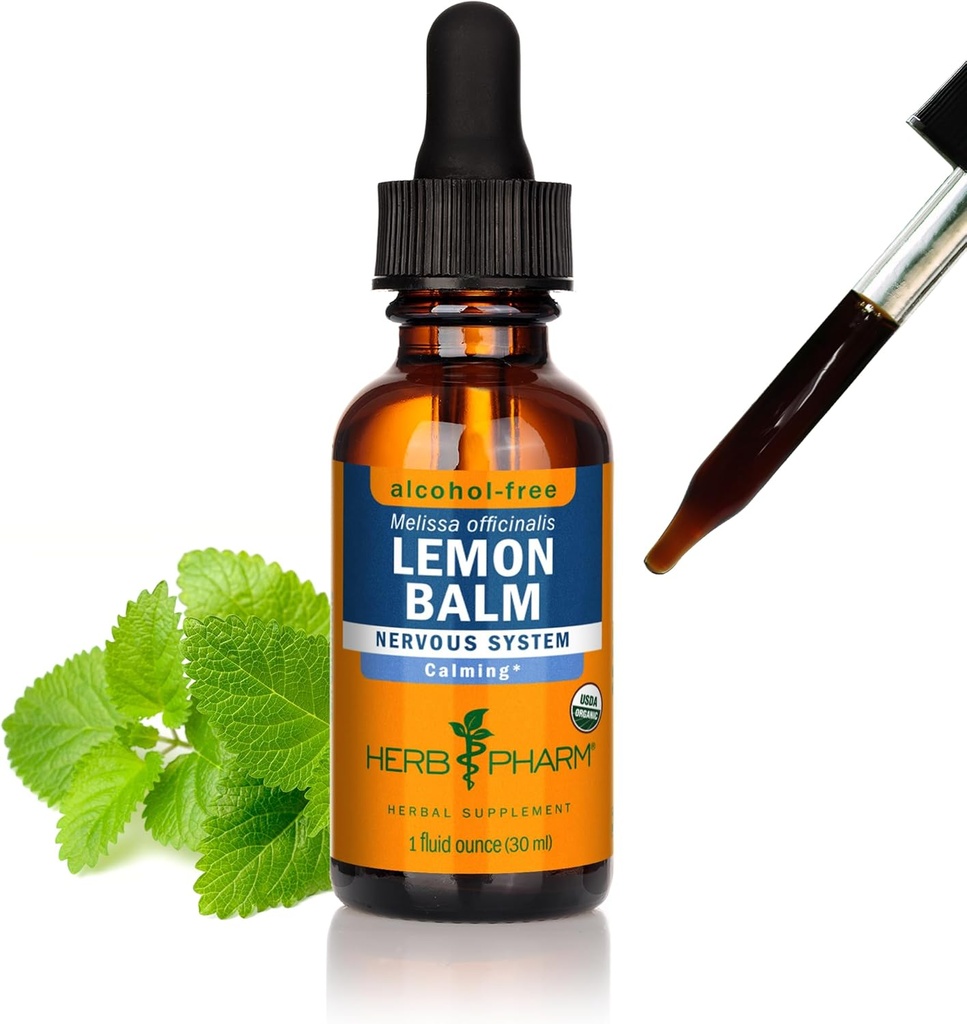 Βότανο Pharm Certified Organic Lemon Balm Liquid Extract for Calming Νευρικό Σύστημα Υποστήριξης, Χωρίς Αλκοόλ Γλυκερίτης, 1 Oz