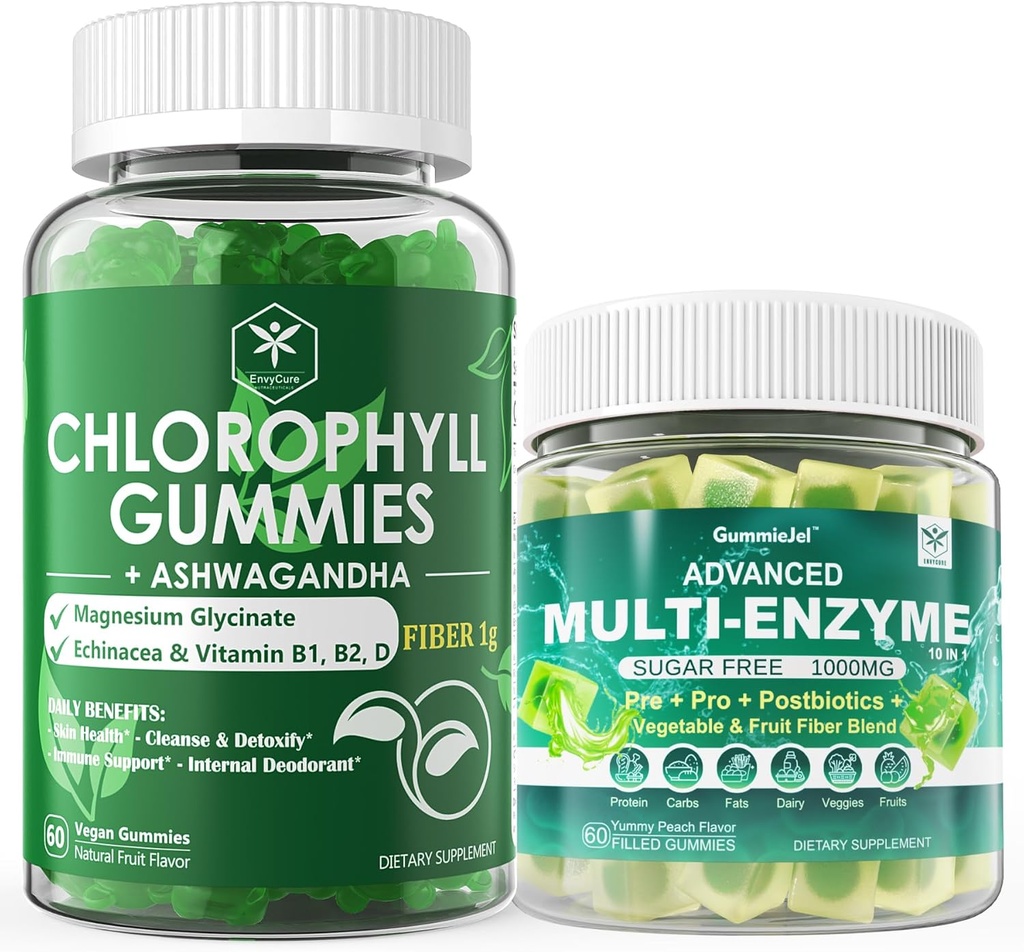 Πυρίμαχα ένζυμα Gummies & Chlorophyl Fiber Gummies Bundle