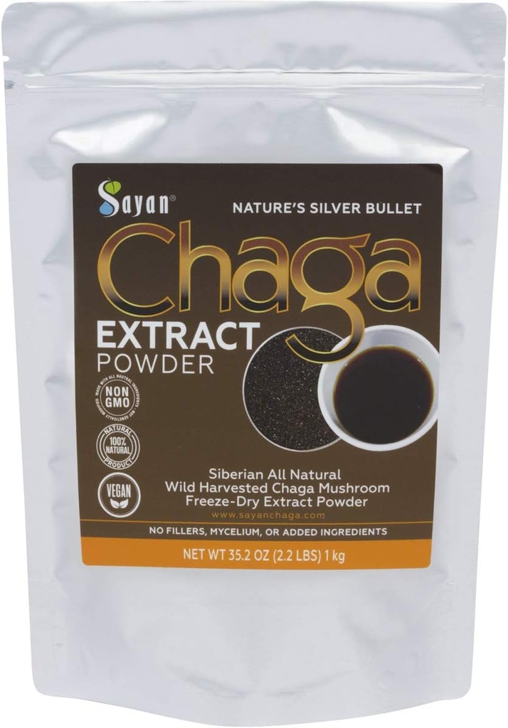 Sayan Chaga Mushroom Extract Powder (2.2 Lb) – Παγωμένη Αποξηραμένη Σιβηρική Άγρια Συγκομιδή - Βιολογικό Αντιοξειδωτικό Τσάι για την υποστήριξη του ανοσοποιητικού και της πέψης - Εστίαση, ενέργεια, σαφήνεια, ευεξία - Δεν Πρόσθετα