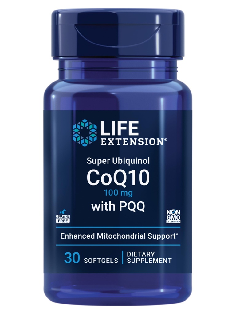 Επέκταση ζωής Super Ubiquinol CoQ10 με PQQ, συνένζυμο Q10, πυρρολοκινολίνη κινόνη, συμπλήρωμα υγείας καρδιάς, μέγιστη απορρόφηση, 100 mg, μη-GMO, χωρίς γλουτένη, 30 softgels