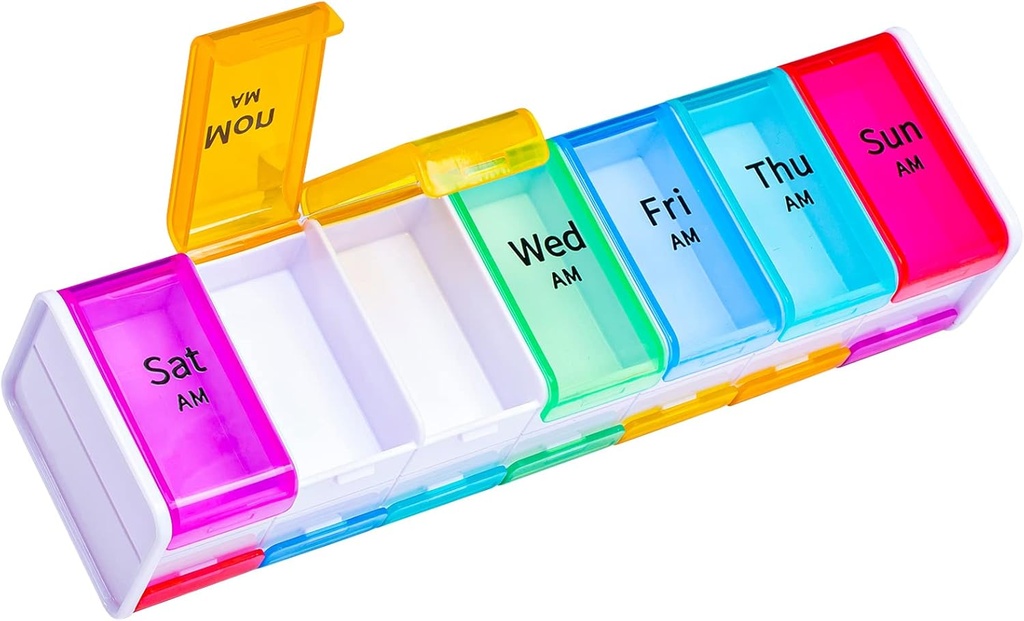 White Extra Large Pill Organizer 2 φορές την ημέρα, XXL Pill Box 7 ημέρα, Big Weekly Pill Box Organizer, τεράστια υπόθεση AM Pill, Giant Daily Pill Container με 14 XL διαμέρισμα για όλα τα φάρμακα (Διπλό-Πεδωμένο)