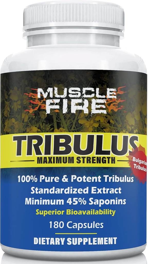 Φυτική Διατροφή Tribulus Terrestris, Βουλγαρικά, 1500mg 45% Σαπωνίνες, Λεκιθίνη για Καλύτερη Ενημέρωση, 180 κάψουλες, Ένα μπουκάλι...