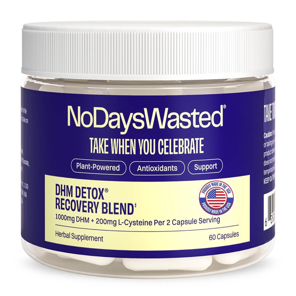Δεν χάσαμε μέρες DHM Detox, 60 κάψουλες (30 σερβίτσια) - Βάζο - Πάρτε κατά τη διάρκεια της βραδιάς για καλύτερη επόμενη μέρα και την ανάκαμψη