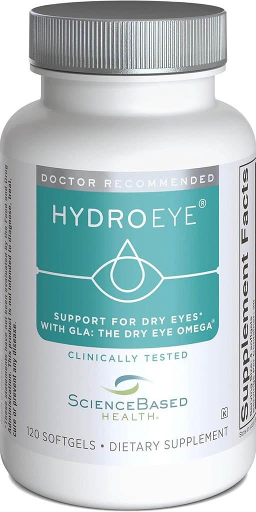 Hydro-Eye Softgels - Dry Eye Relief - Χαρακτηριστικά GLA, EPA, DHA και άλλα βασικά θρεπτικά συστατικά - 120 Count