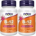 NOW Συμπληρώματα, Βιταμίνη Β-12 5.000 mcg, με Φολικό οξύ, Νευρικό Σύστημα Υγεία *, 60 Lozenges (πακέτο του 2)