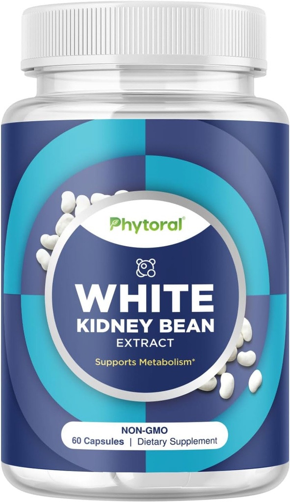 White Kidney Bean Extract Carb Blocker - White Kidney Beans Supplement for Metabolism Boost & Ease Calories from Starchy Food - Carb Control Supplements - 60 Capsules