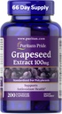 Puritan's Pride Grapeseed Extract 100mg with Citrus Bioflavonoid Complex, Dietary Supplement for Antioxidant and Heart Health Support, 200 Rapid Release Capsules