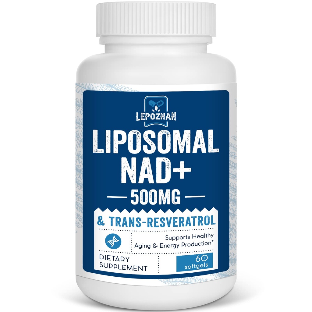 Λιποσωμική NAD+ 500 mg + Trans-Reεσβερατρόλη 300 mg, Superior Abvorvice True NAD συμπλήρωμα αποτελεσματική για Κυτταρική Ενέργεια Μεταβολισμός & Επισκευή DNA, 60 Softgels