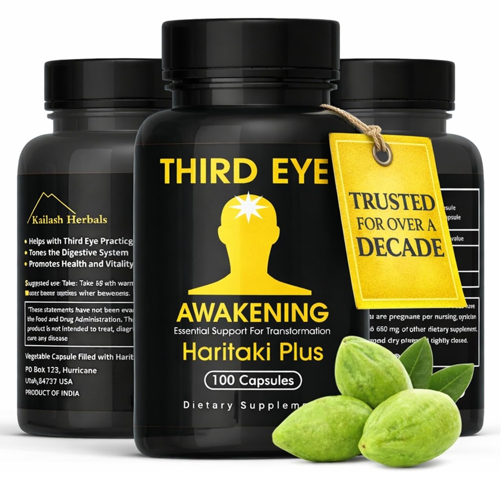 Third Eye Awakening - Organic Haritaki Capses- Kailash Herbals- 100 Capses- 650 mg Κάθε Terminalia chebula- Vegan
