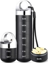 Zannaki Metal Travel Pill Organizer, Φορητό Αδιάβροχο Εβδομαδιαίο κουτί χαπιών, Μεγάλη θήκη κραμάτων αργιλίου, BPA Δωρεάν 7 ημέρες Καθημερινής Ιατρικής Κάτοχος για βιταμίνη, ιχθυέλαιο, συμπλήρωμα