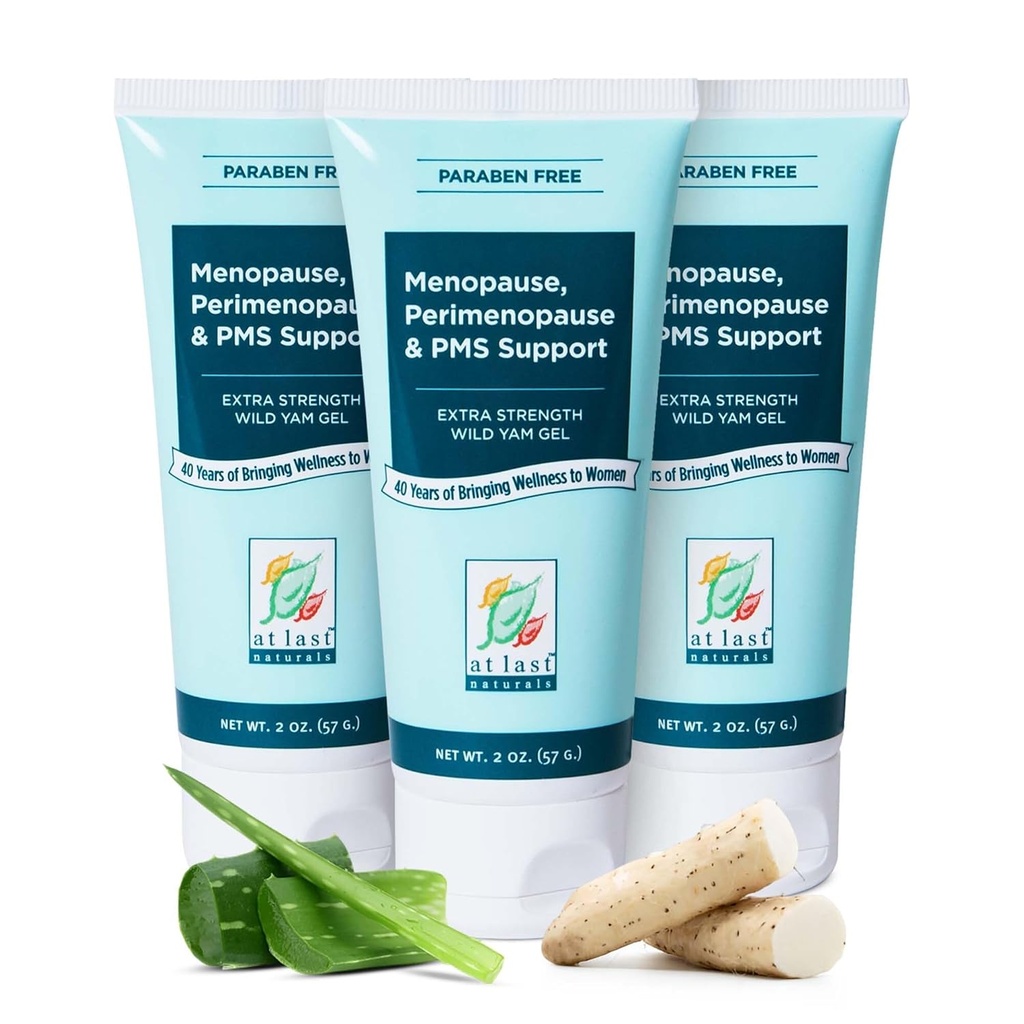 At Last Naturals Wild Yam Gel επιπλέον δύναμη Εμμηνόπαυση ανακούφιση, υποστήριξη περιεμμηνόπαυση και PMS ανακούφιση, μπορεί να βοηθήσει να μειώσει φυσικά καυτές αναλαμπές (2 oz, 3 Pack)