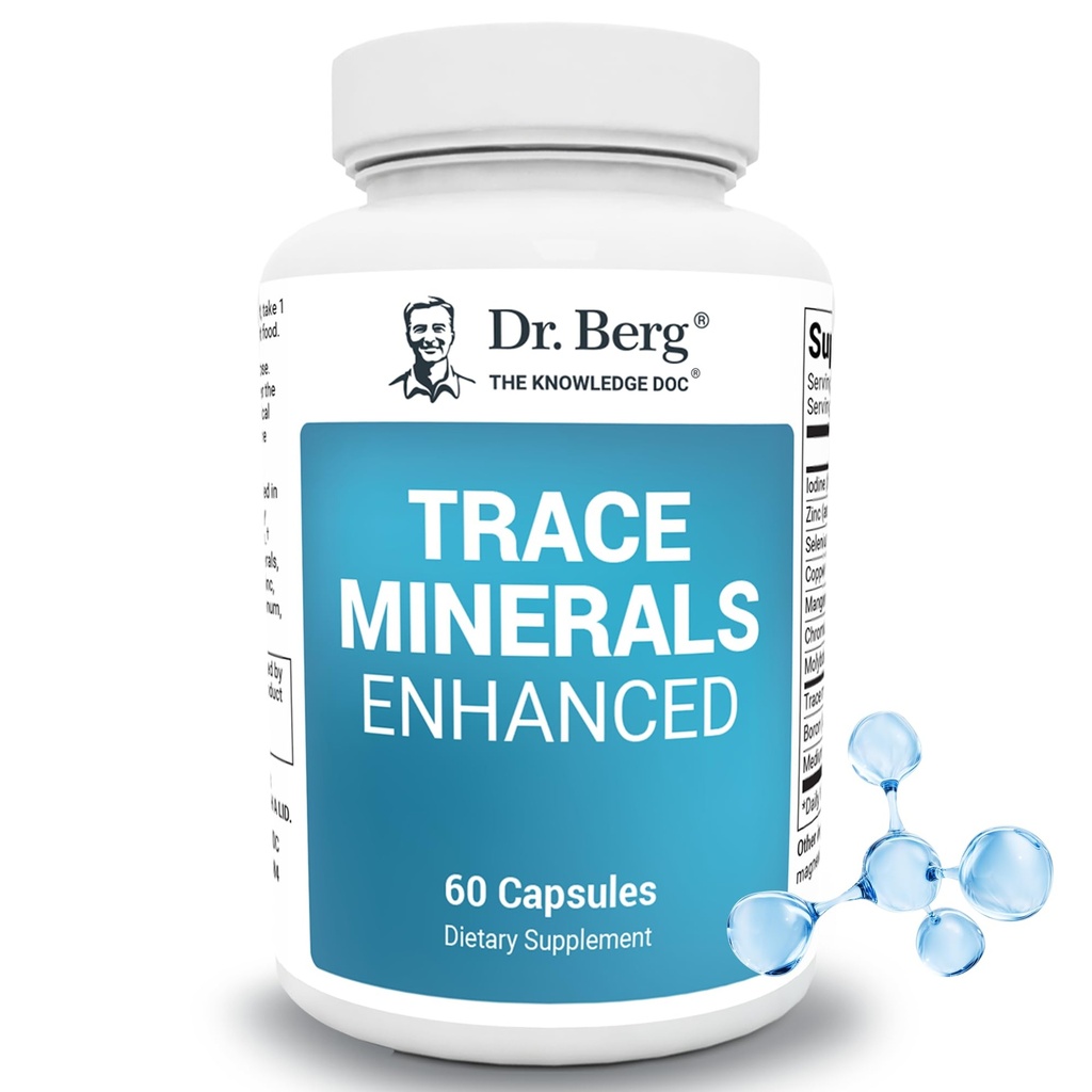 Dr. Berg Trace Minerals Enhanced Complex - Complete with 70+ Minerals Συμπεριλαμβανομένων 10 mg ψευδαργύρου - Συμπλήρωμα διατροφής - 60 κάψουλες