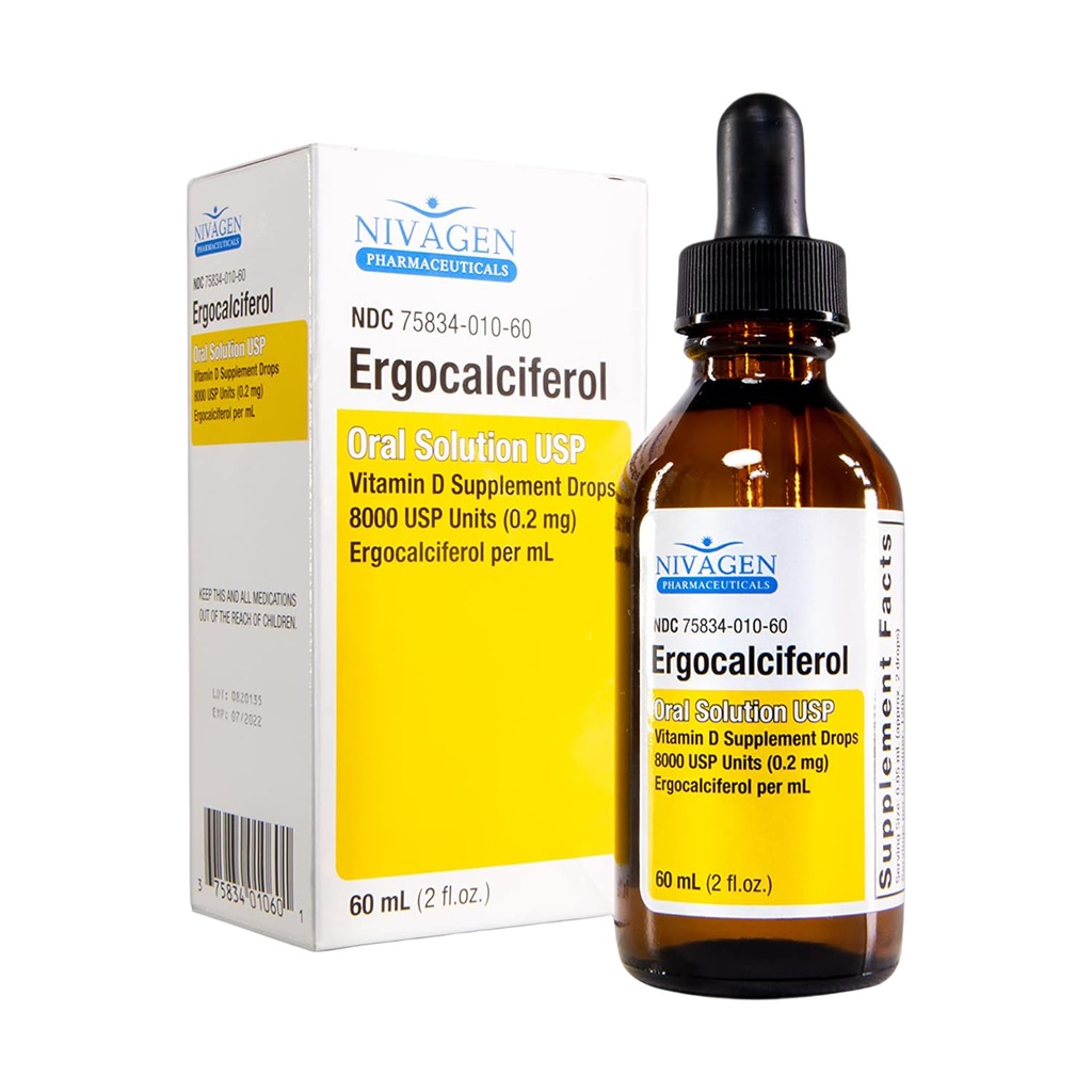 Nivagen Βιταμίνη D2 Υγρές σταγόνες 8.000 USP (Ergocalciferol) 