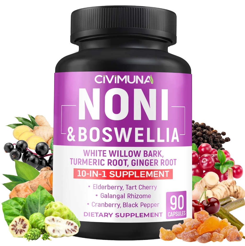 Κάψουλες Noni με Boswellia, White Willow Bark, Turmeric, Ginger Root και περισσότερα - 90 κάψουλες για 3 μήνες προσφοράς