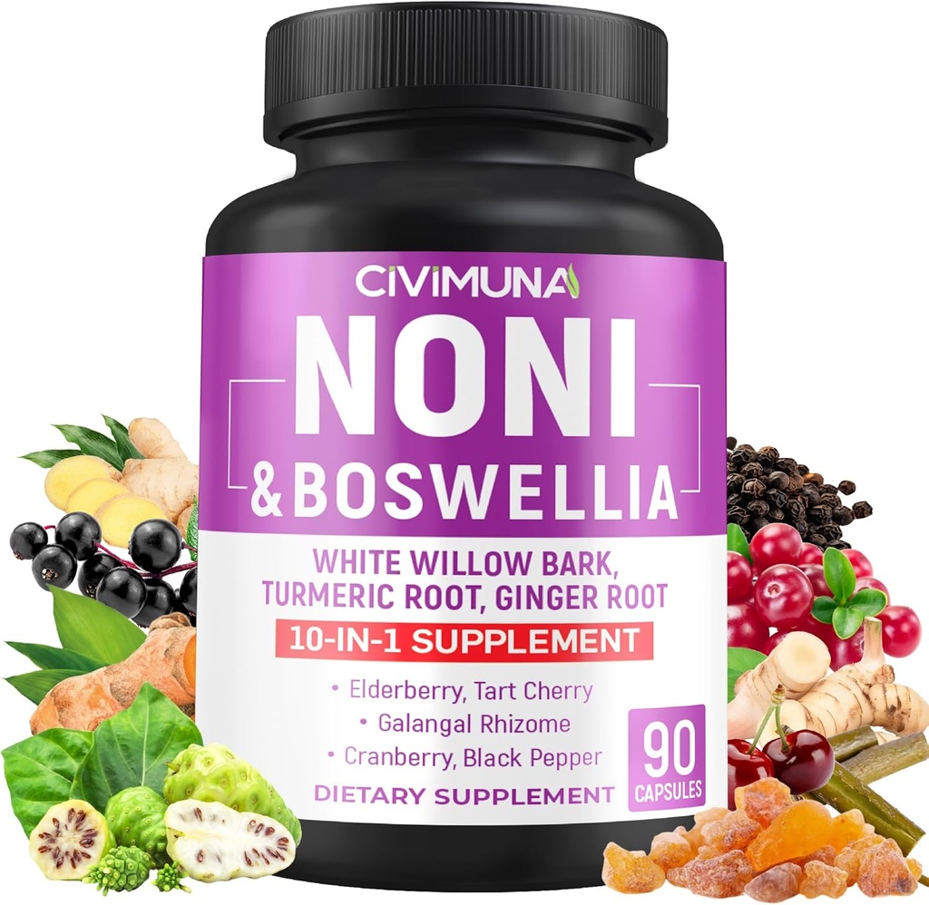 Κάψουλες Noni με Boswellia, White Willow Bark, Turmeric, Ginger Root και περισσότερα - 90 κάψουλες για 3 μήνες προσφοράς