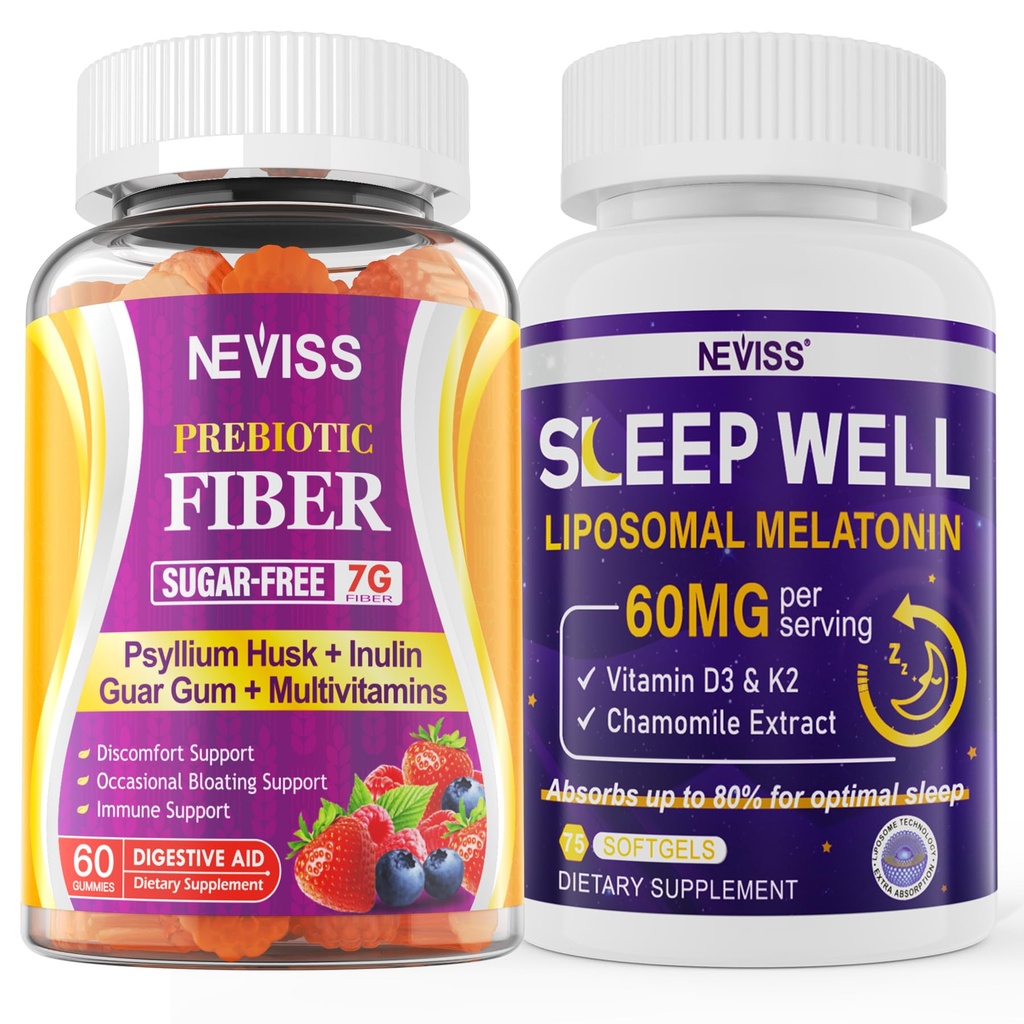 NECISS Προβιοτικές Ίνες 7G Gummies για Ενήλικες + Μελατονίνη 60mg για Ενήλικες Bundle