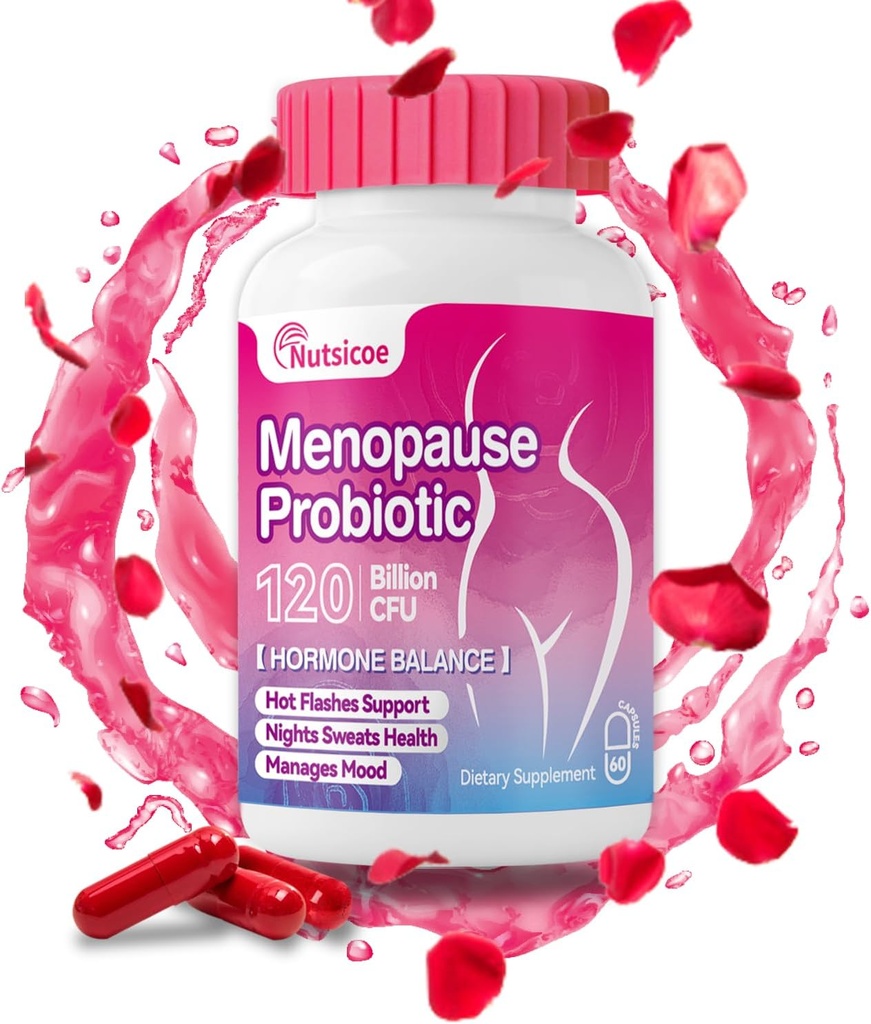 Γυναικεία Συμπληρώματα Εμμηνόπαυσης - 120 Δισεκατομμύρια CFU Γυναικεία Προβιοτικά για την Ισορροπία pH - Όλα-φυσικά Προβιοτικά για Hot Flashs, Νυχτερινές Ιδρώσεις, Καταιγίδες & Ισορροπία ορμονών - 60 Κάψουλες
