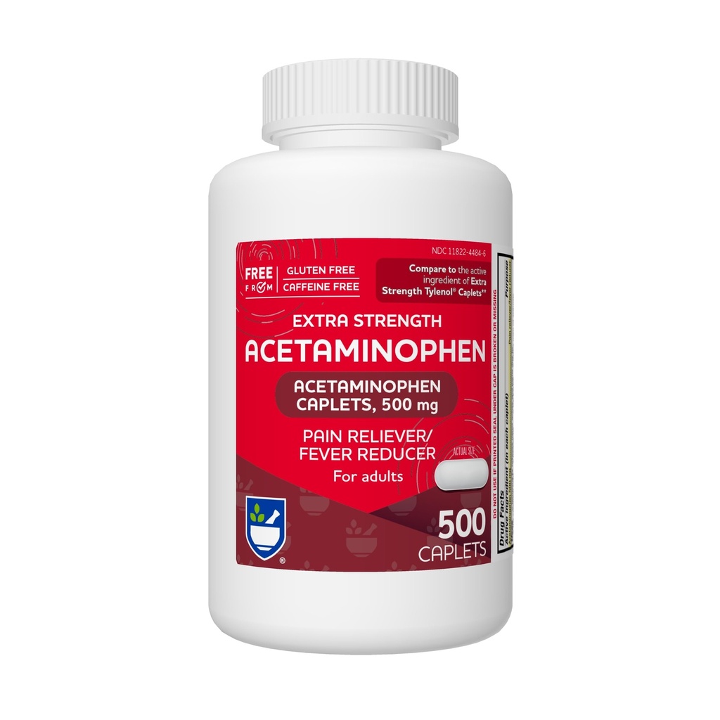 Rite Aid Extra Strength Acetaminophen, 500mg - 500 Caplets | Pain Reliever & Fever Reducer for Migraines, Joint Pain, Muscle or Back Pain, and Menstrual Pain