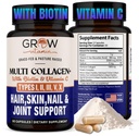 Καλλιέργεια βιταμίνης Multi Collagen Κάψουλες 1800MG (Τύποι I, II, III, V & X) - Μη ΓΤΟ, Grass Fed Collagen - Αντι γήρανση Υποστήριξη για τα μαλλιά, δέρμα, νύχια - χάπια πρωτεΐνης για κοινή υποστήριξη - 90 κάψουλες
