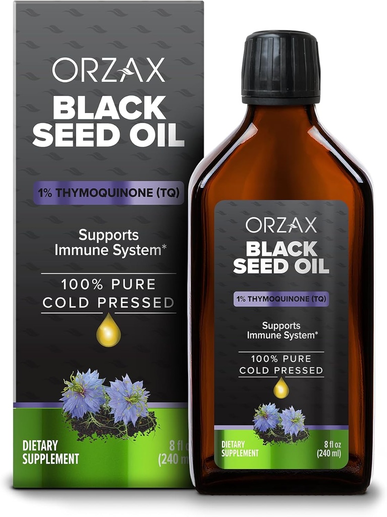 ORZAX Black Seed Oil Liquid (8 fl oz) - Ψυχρό Πιέζεται 100% Pure 
