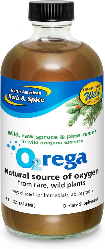 ΒΟΡΕΙΟ ΑΜΕΡΙΚΑΝΙΚΟ ΒΕΡΒΟ & ΣΠΡΙΓΚΑ O2rega - 8 oz - Φυσική πηγή οξυγόνου - Υποστηρίζει τα επίπεδα ενέργειας - P73 Ρίγανη, Spruce & Pine - Mycellized for Maximum Abvorvation - Non-GMO - 16 Υπηρεσίες