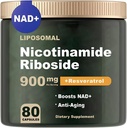 Συμπλήρωμα NAD - NAD Nicotinamide Riboside 900 mg, Resσβερατρόλη, Quercetin - NAD συμπλήρωμα για την καταπολέμηση της γήρανσης, την ενέργεια, την εστίαση - 80 κάψουλες