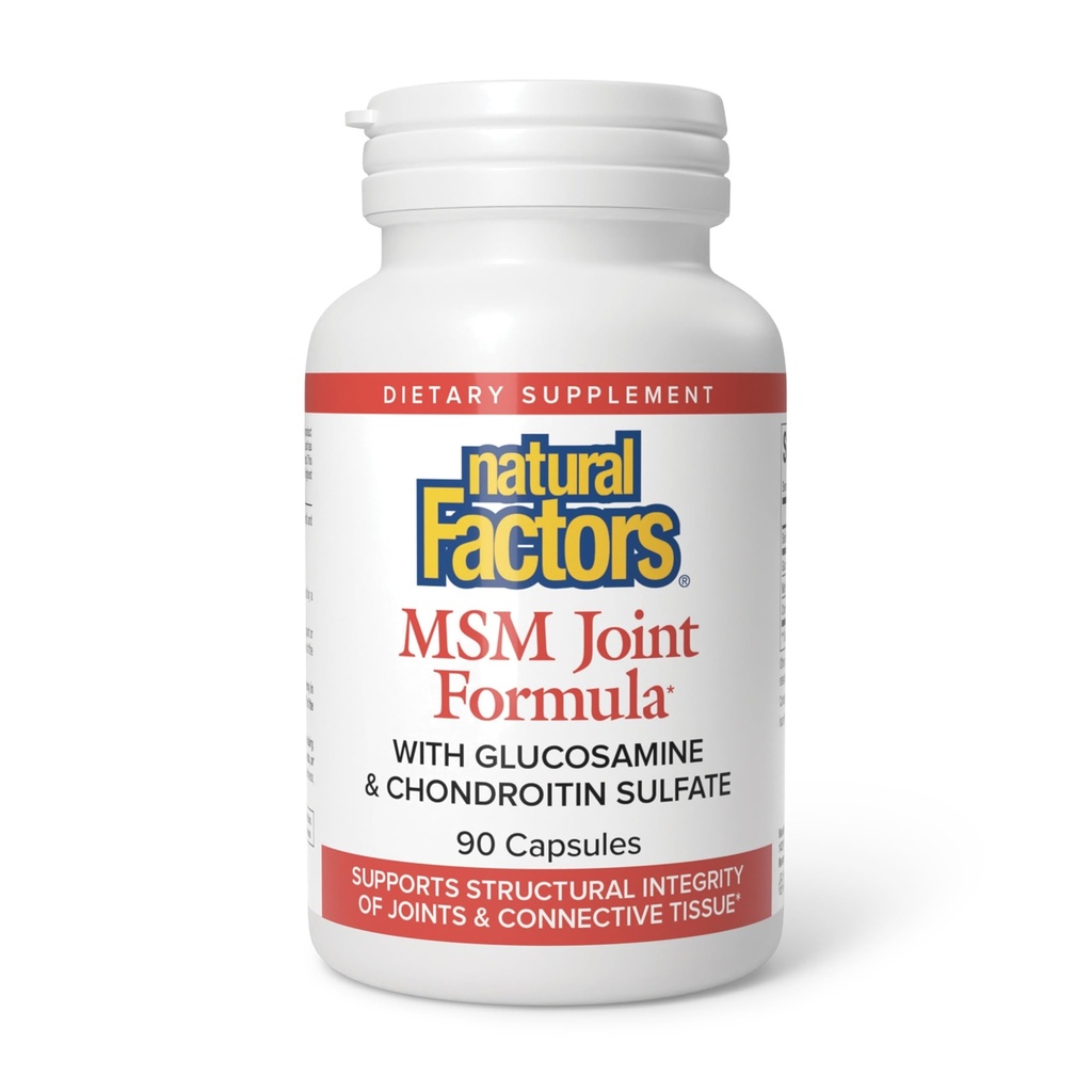 Natural Factors, Joint MSM Formula, Supports Healthy Joint, Muscle and Cartilage with Glucosamine and Chondroitin Sulfate, 90 capsules (90 servings)