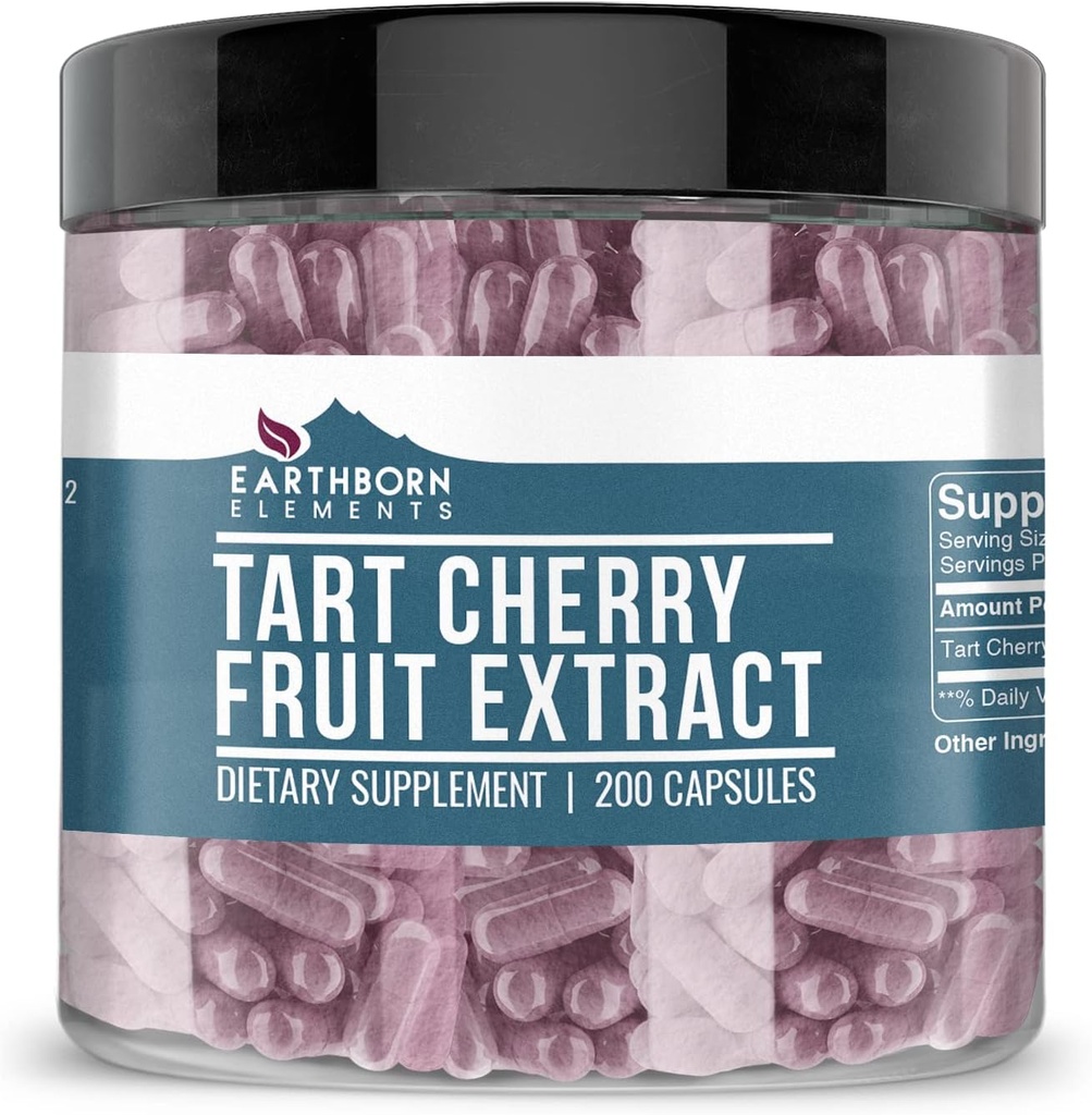 Earthborn στοιχεία Tart Cherry Extract 200 κάψουλες, καθαρό & μη αραιωμένο, χωρίς πρόσθετα