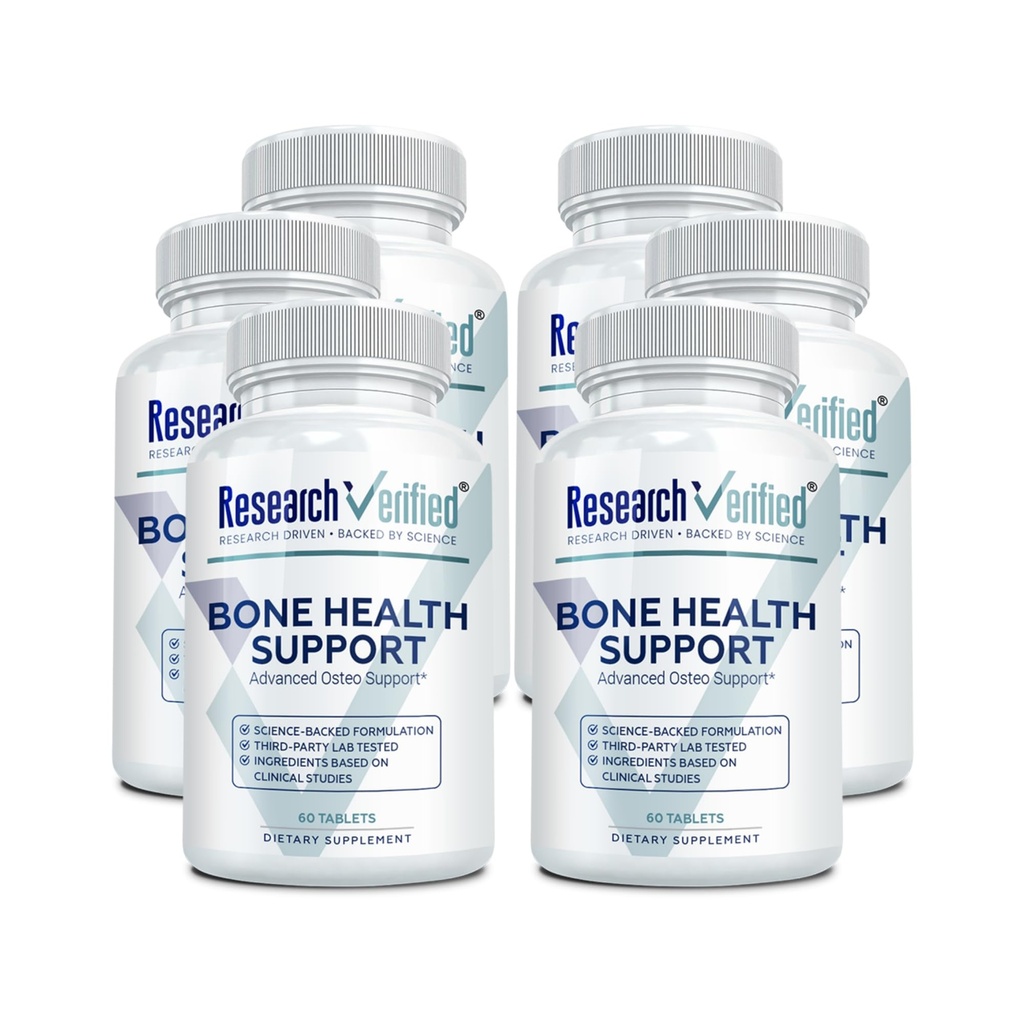Research Verified Bone Health Support - Rebuild Bone Mass - Triple Calcium Complex, Vitamin D3, Vitamin K2, Soy Isoflavones, BioPerine - 360 Tablets - 6 Month Supply