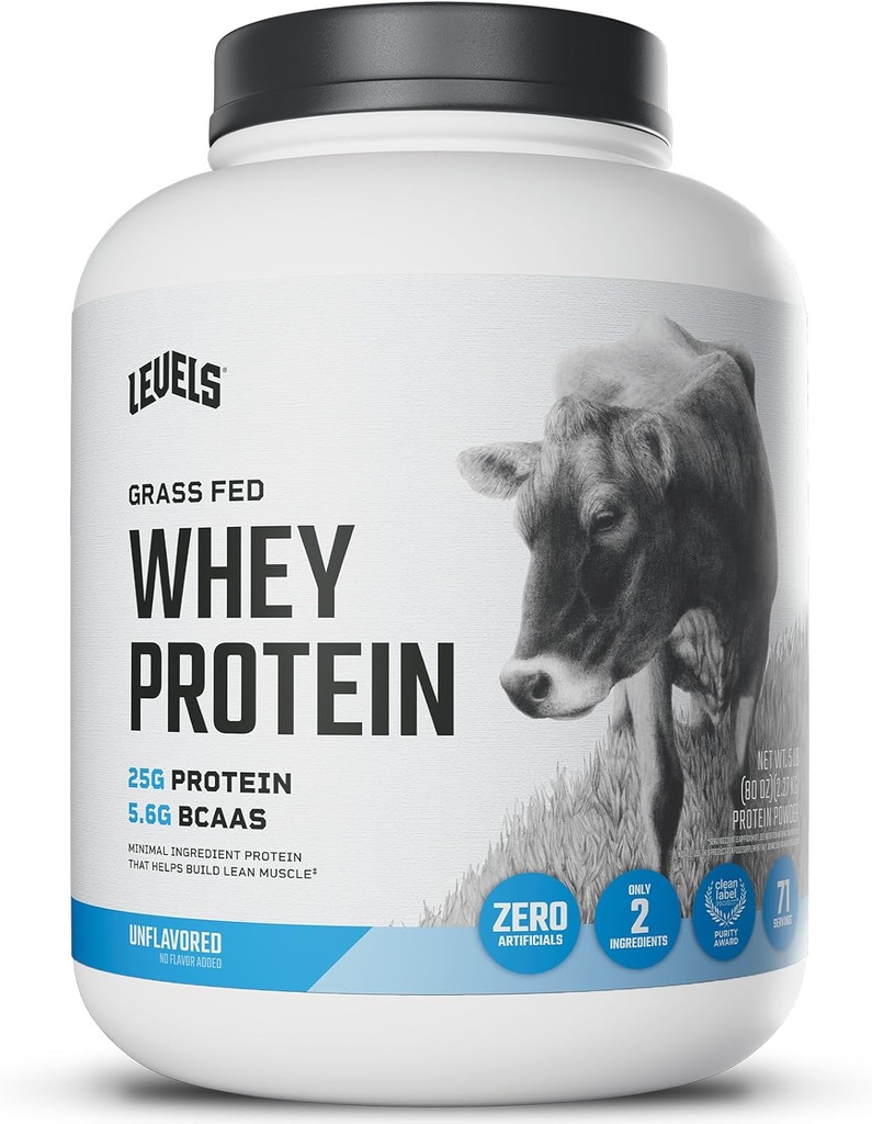 Επίπεδα Grass Fed Whey πρωτεΐνη σκόνη, χωρίς τεχνητά, 25G πρωτεΐνης, χωρίς γεύση, 5LB