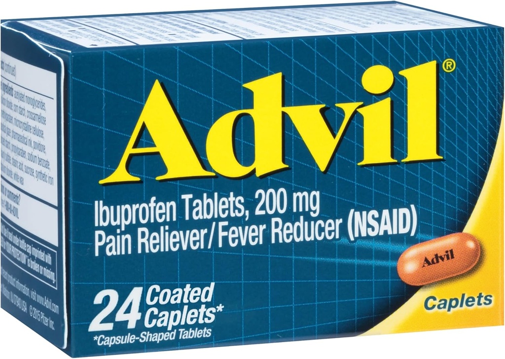 Advil Ibuprofen Επικαλυμμένο Caplets Pain Reliever και Πυρετός Reducer 200 Milligram 24Ct