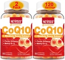 NEVISS Sugar Free CoQ10 Filled Gummies with Vitamin B12 1000mcg, Rhodiola Rosea and Panax Ginseng Extract, Vitamin B6, Coenzyme Q10 Supplement, 2 Pack