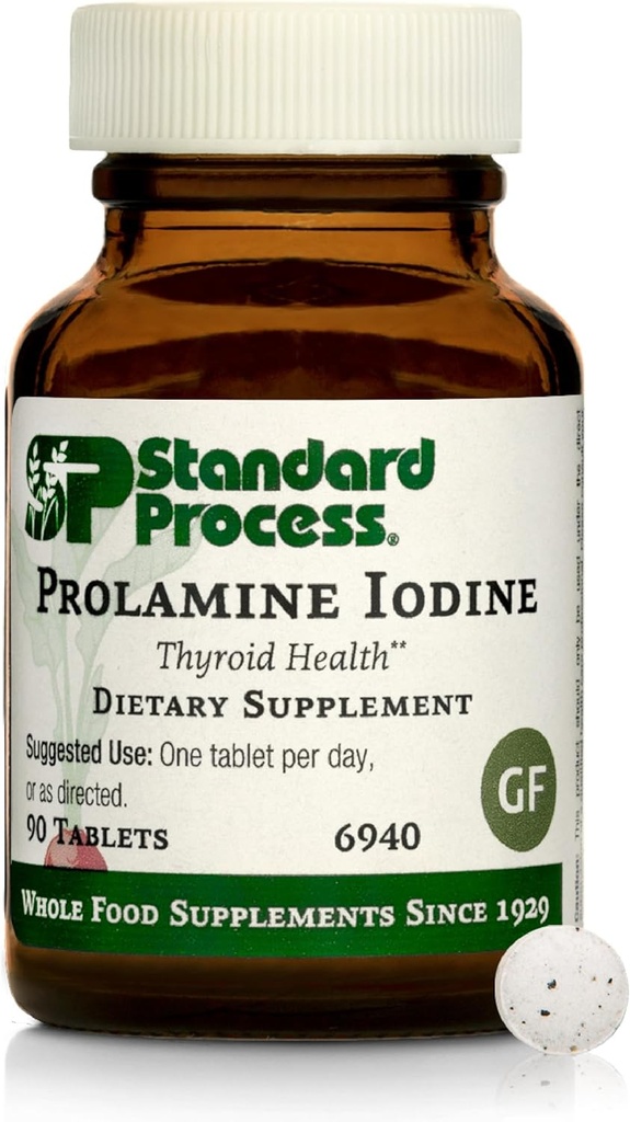 Τυποποιημένη διαδικασία Prolamine Iodine - Thyroid Health Supplement - Βασική ενδοκρινική υποστήριξη με ιώδιο - Χωρίς γλουτένη, μη-Dairy, & Non-Soy - 90 δισκία (90 σερβιέτες)