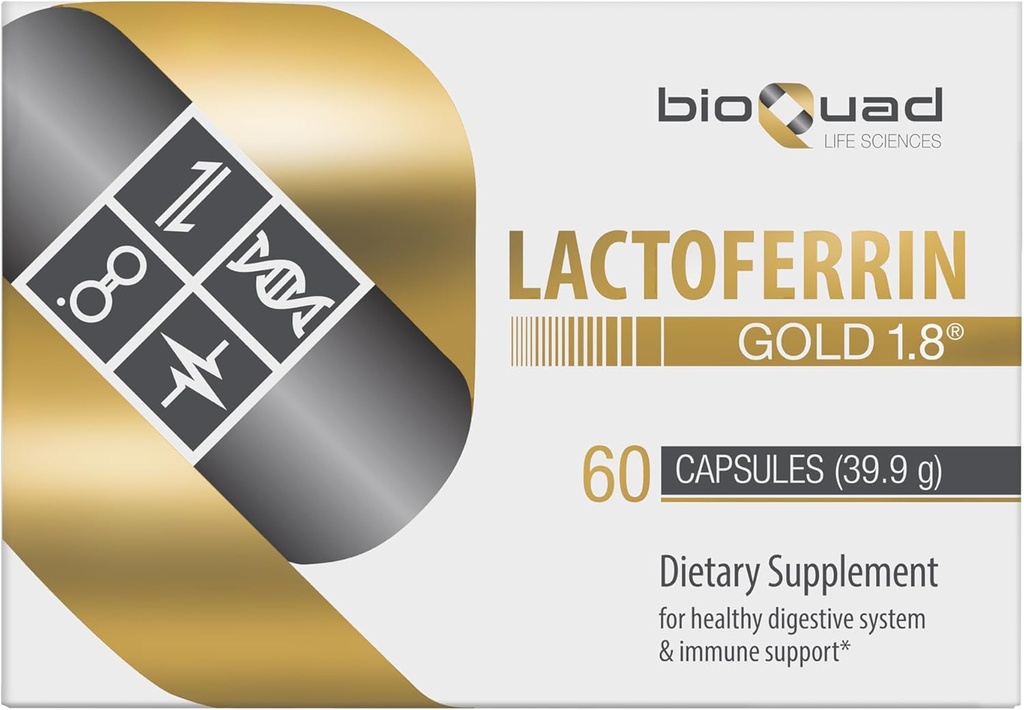 Lactoferrin Gold 1.8 - για την υποστήριξη του ανοσοποιητικού, Digestive Health, και Iron Abvorvice - Λακτόζη-ελεύθερο, Γλουτένη-ελεύθερο, μη ΓΤΟ (60 Count)