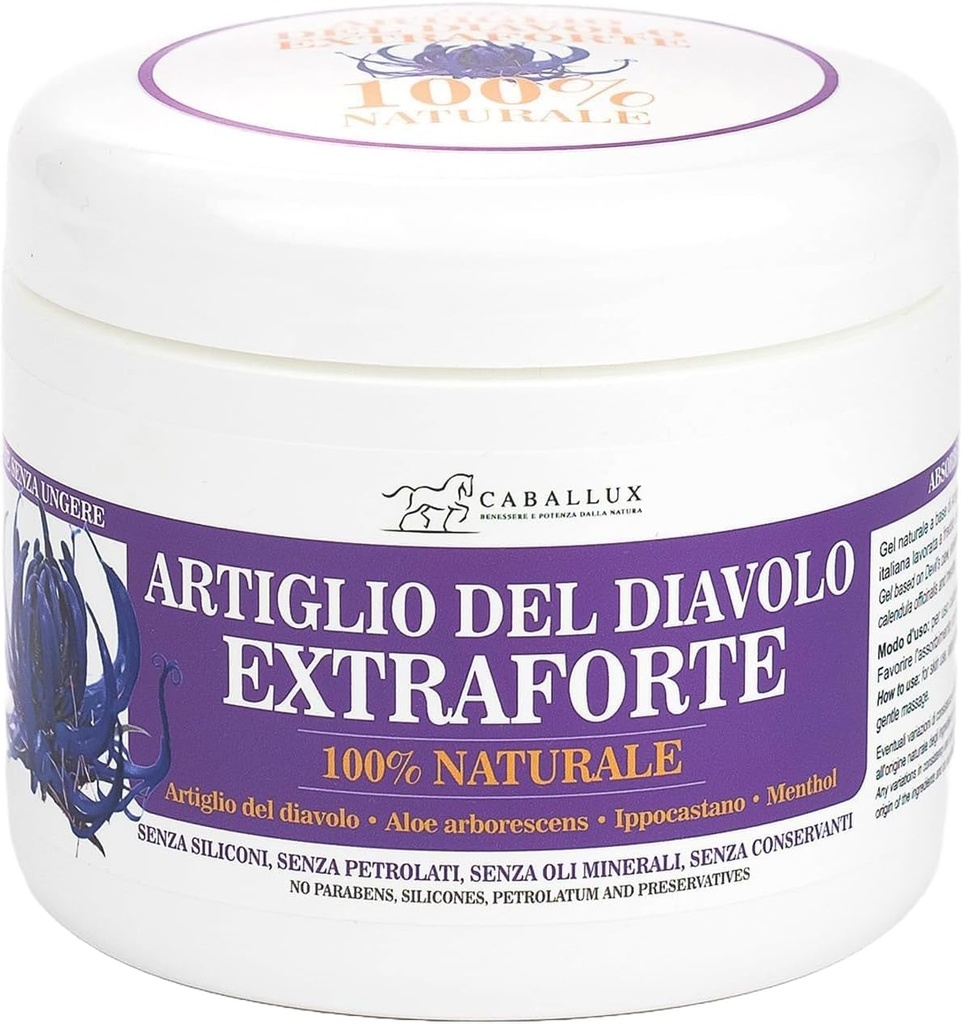 Devil's Claw Strong Gel 100% Φυσικό - Εμπλουτισμένο με ιταλική Aloe Arborescens, Κάστανο, Μέντχολ για τους μυς και τις αρθρώσεις - 17 Oz