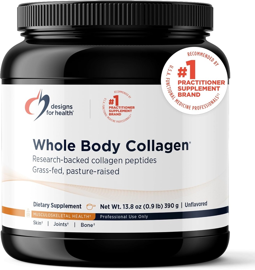 Designs for Health Whole Body Collagen Powder - Hydrolyzed Collagen Peptides Peptides Powder for Skin, Joint + Bone Health - Fortigel, Fortibone & Verisol Collagen for Women & Men, Unflavored (30 Services)