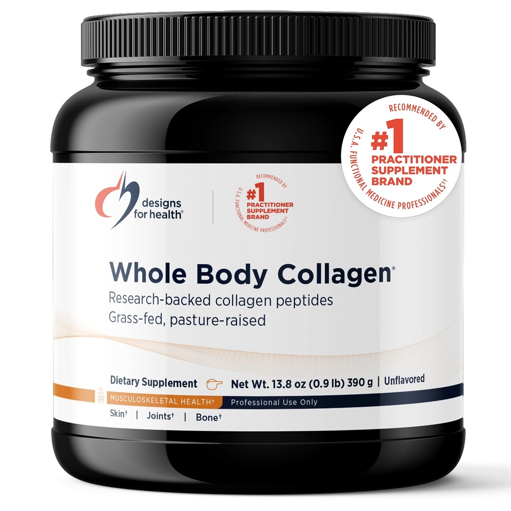 Designs for Health Whole Body Collagen Powder - Hydrolyzed Collagen Peptides Powder for Healthy Skin & Hair, Joint + Bone Health - Fortigel & Verisol Collagen, Unflavored (30 Servings)