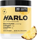 Harlo - Collagen & Create Electrolyte Drink Mix – Ανανάς Αλάτι Γεύση – Ενυδατική πριν & μετά την προπόνηση σκόνη – Υποστηρίζει το δέρμα, τις αρθρώσεις και την αποκατάσταση των μυών – Ζάχαρη-ελεύθερο ενεργειακό ενίσχυση