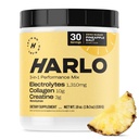 Harlo 3-in-1 Electrolytes Powder with Collagen & Creatine – Hydration, Muscle & Joint Support | NSF Certified | Zero Sugar | Pineapple Salt | 30 Servings