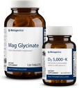 Metagenics Essential Wellness Duo: D3 5.000 + K - Ανοσολογική Υποστήριξη, Υγεία των οστών και της καρδιάς - 60 Softgels & Εξαιρετικά απορροφήσιμο Γλυκινικό μαγνήσιο για τους μυς και την υποστήριξη του νευρικού συστήματος - 120 δισκία