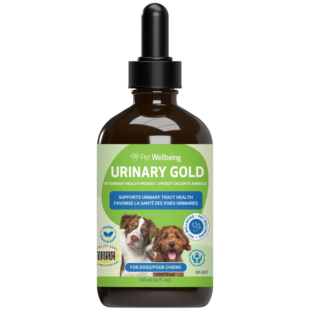 Pet Wellbeing Urinary Gold for Dogs - Vet-Formulated Multi-Herb Urinary Tract Support - Bladder Health & Urinary System Wellness - Ολιστική συμπλήρωμα σκύλου - Υγρή Φόρμουλα 4 oz (118 ml)