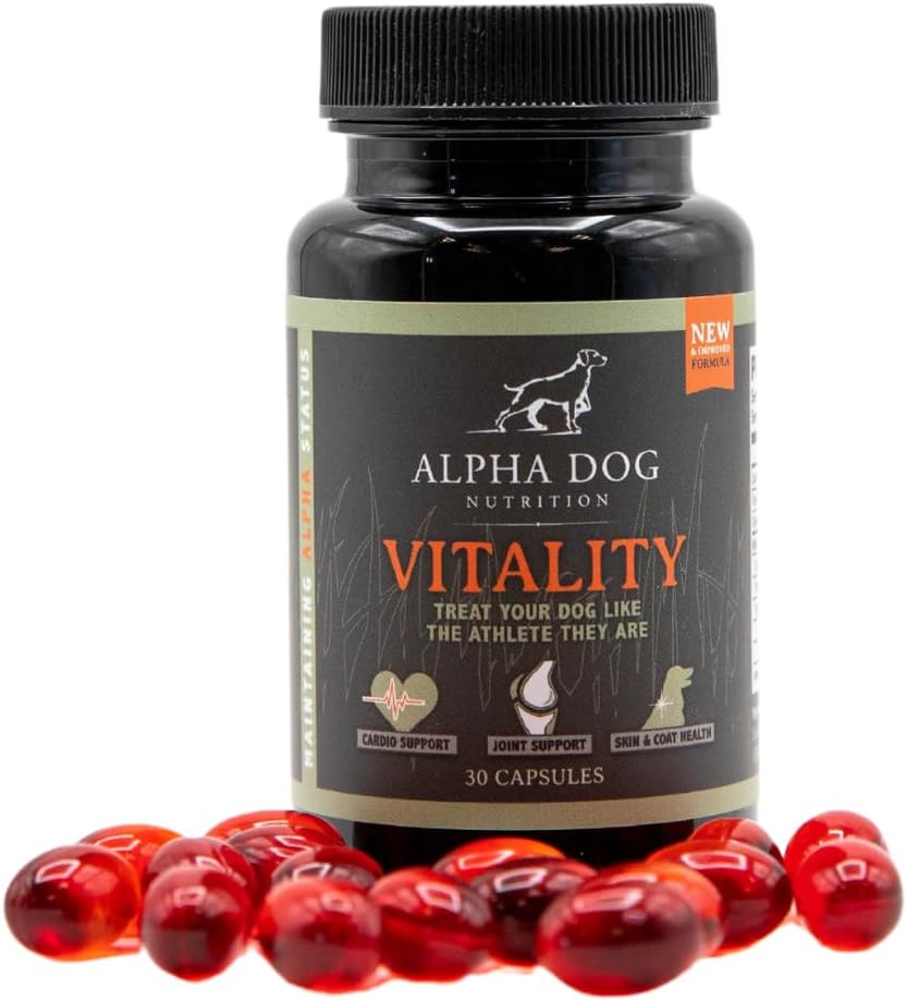 Krill Oil for Dogs - Vitality by Alpha Dog Nutrition – Reduces Dog Allergies, Itchiness, & Shedding – Promotes Healthy Skin and Coat