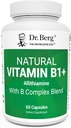 Dr. Berg Natural Vitamin B1 B6 B12 Complex - Allithiamine Vitamin B1 Supplement with 8 Essential Vitamin B Complex for Men & Women including Thiamin, Niacin, Folate, Magnesium & More - 60 Κάψουλες